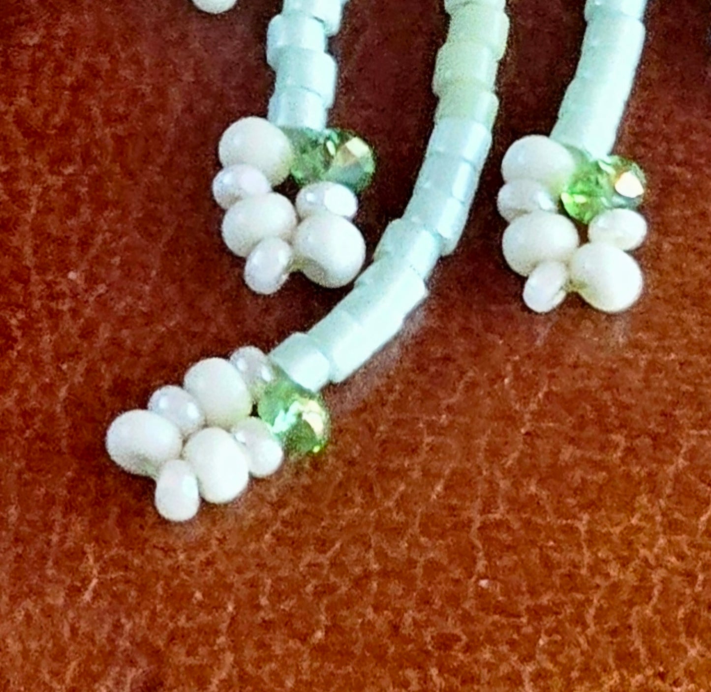 Soft Green 💚 Japanese Cross beaded earrings ✨️