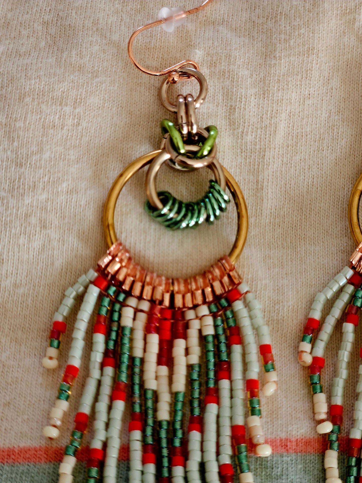Soft Green Byzantine Circle Chain Maille Earrings