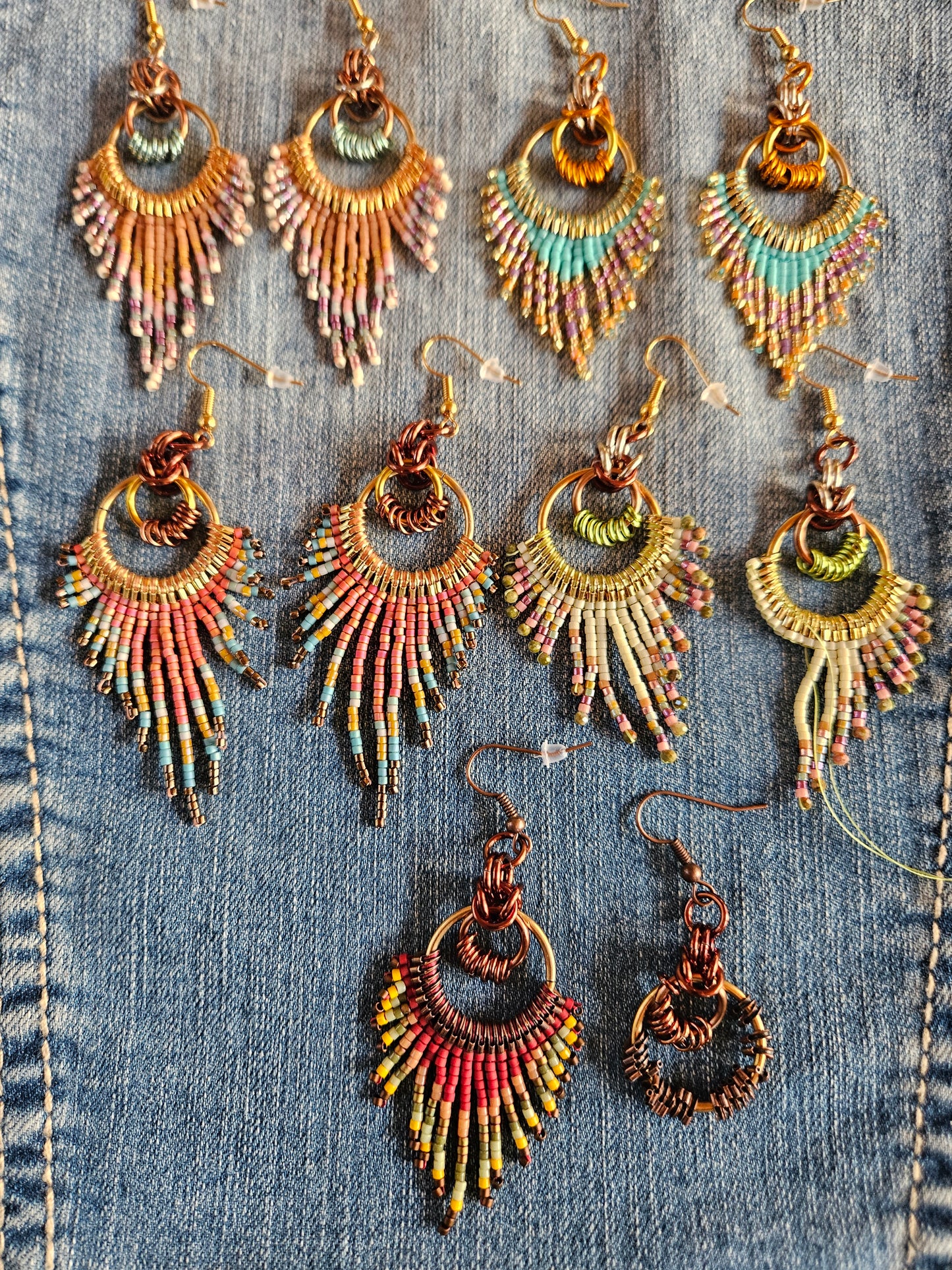 Magic Earth Collection 🌎 ✨️ Feather Fringe Earrings with Unakite Gemstones