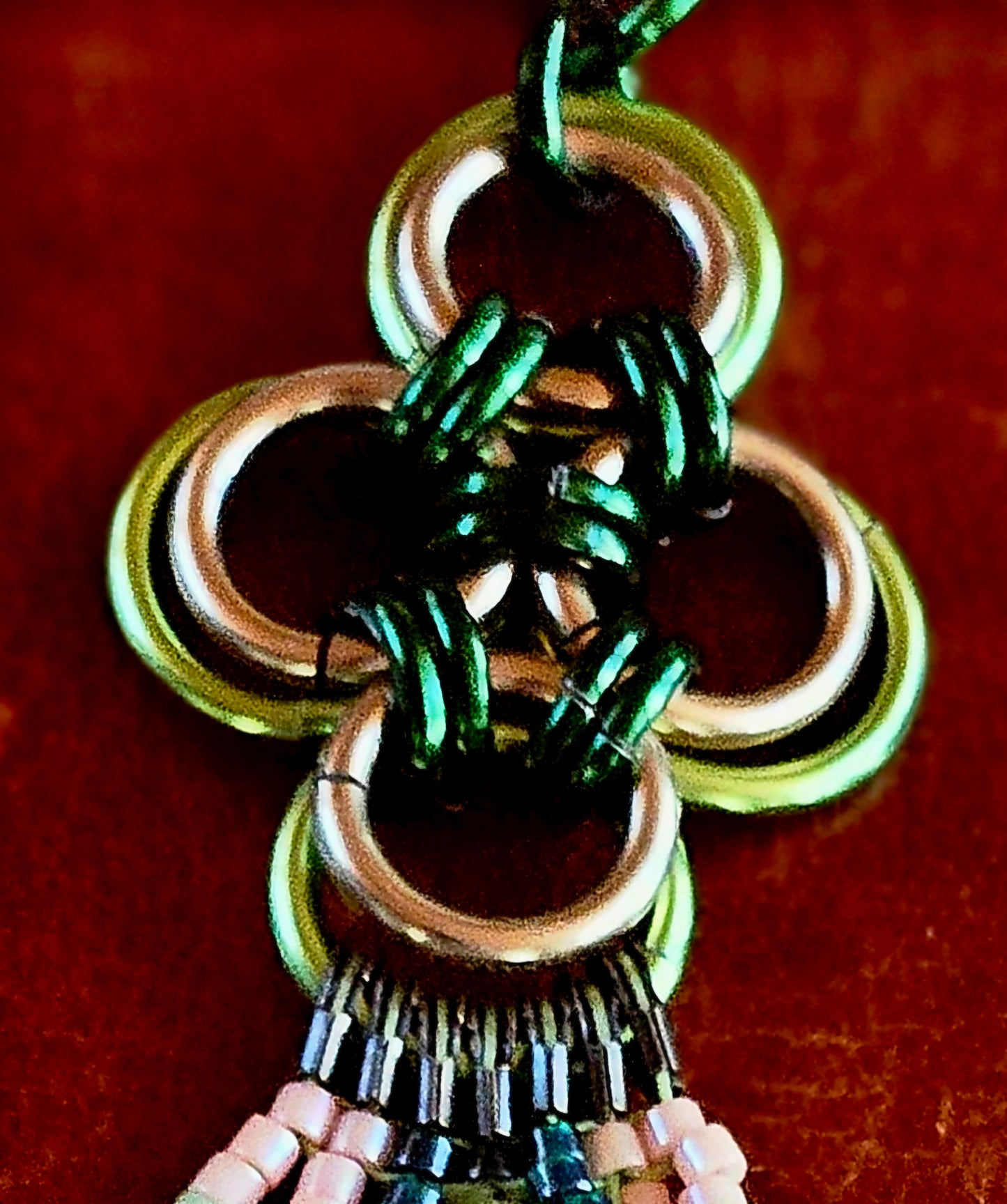 Soft Green 💚 Japanese Cross beaded earrings ✨️