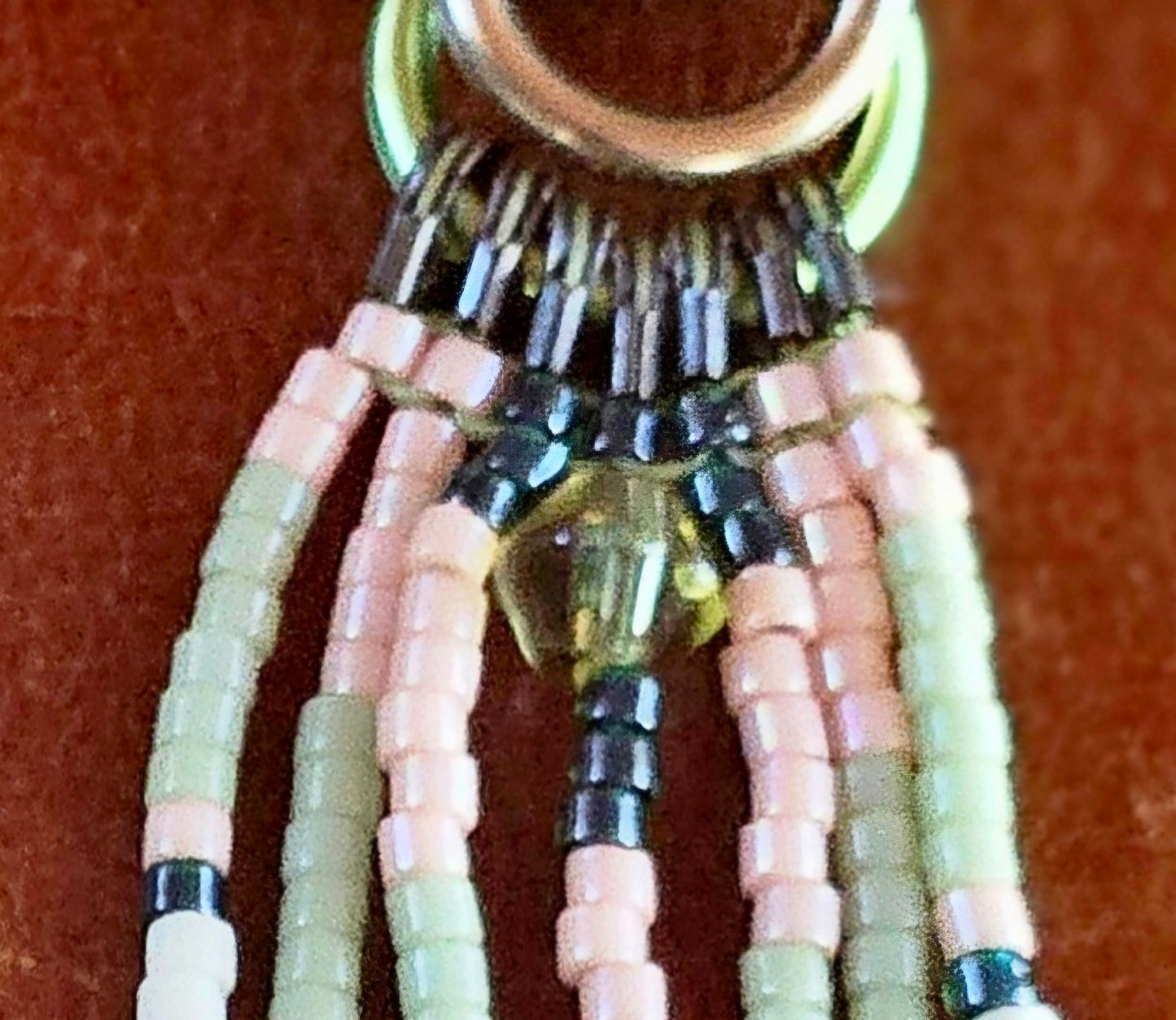 Soft Green 💚 Japanese Cross beaded earrings ✨️