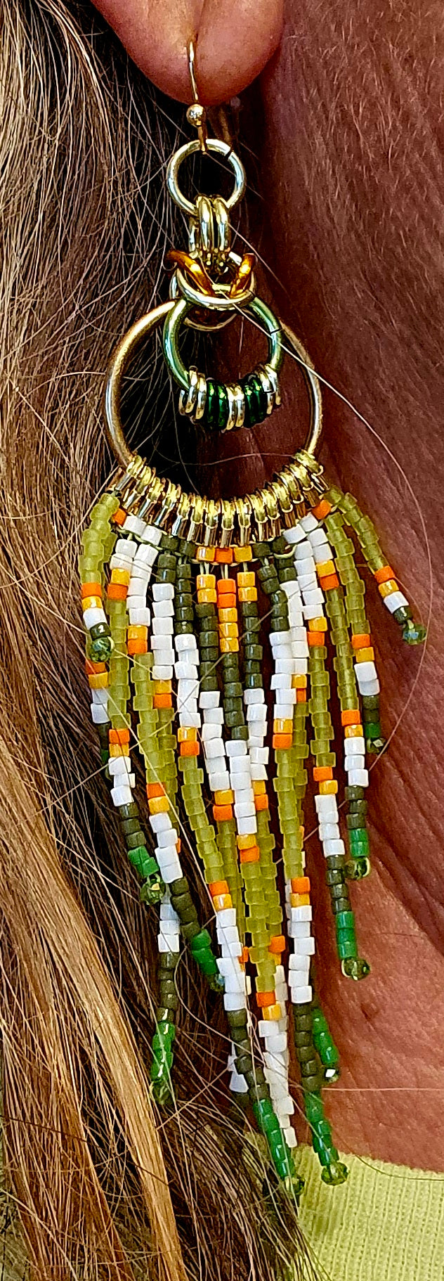 Lime Byzantine Circle Chain Maille Earrings ⛓️