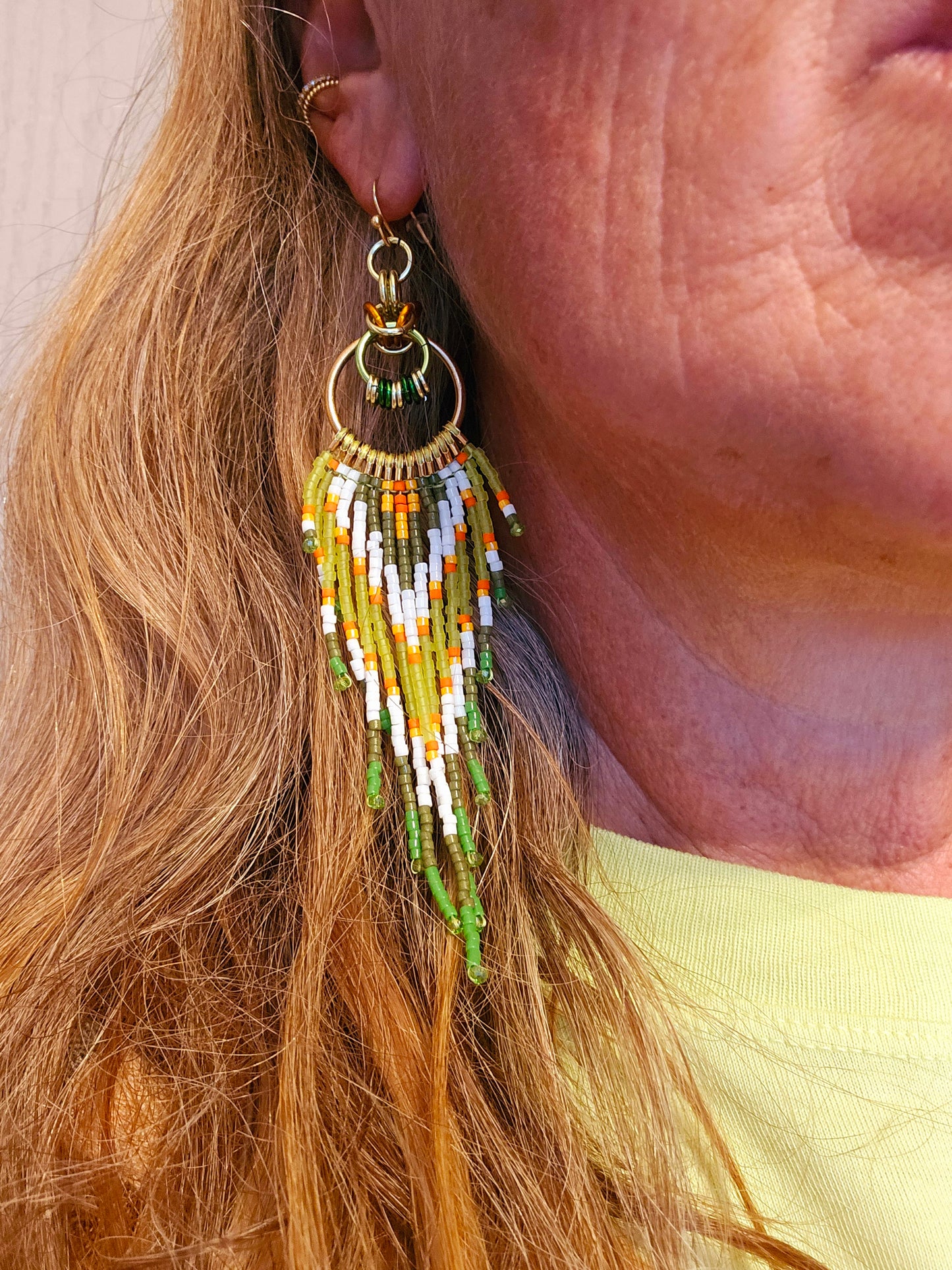 Lime Byzantine Circle Chain Maille Earrings ⛓️