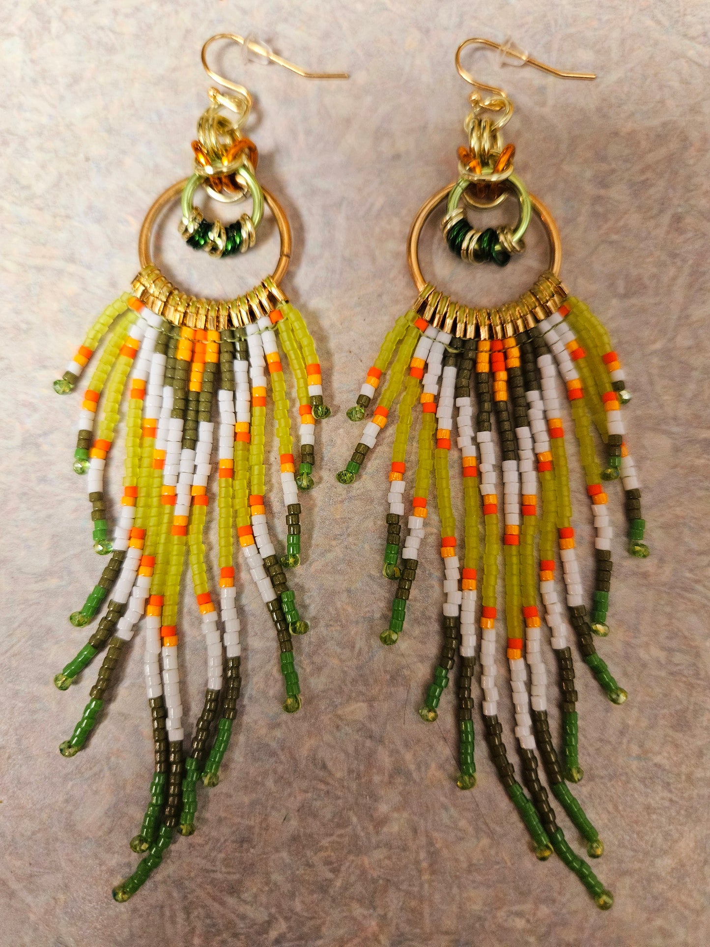 Lime Byzantine Circle Chain Maille Earrings ⛓️