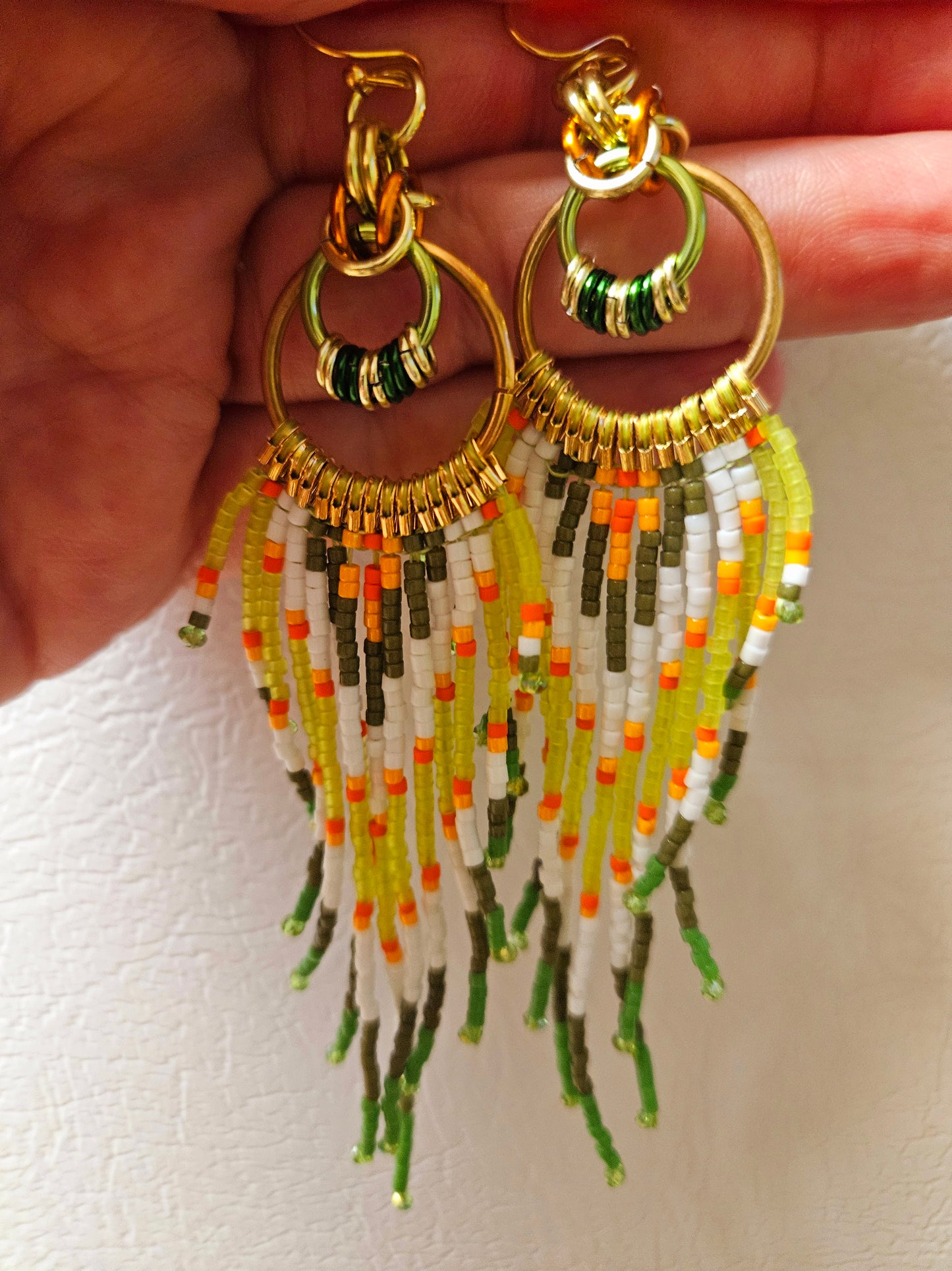 Lime Byzantine Circle Chain Maille Earrings ⛓️