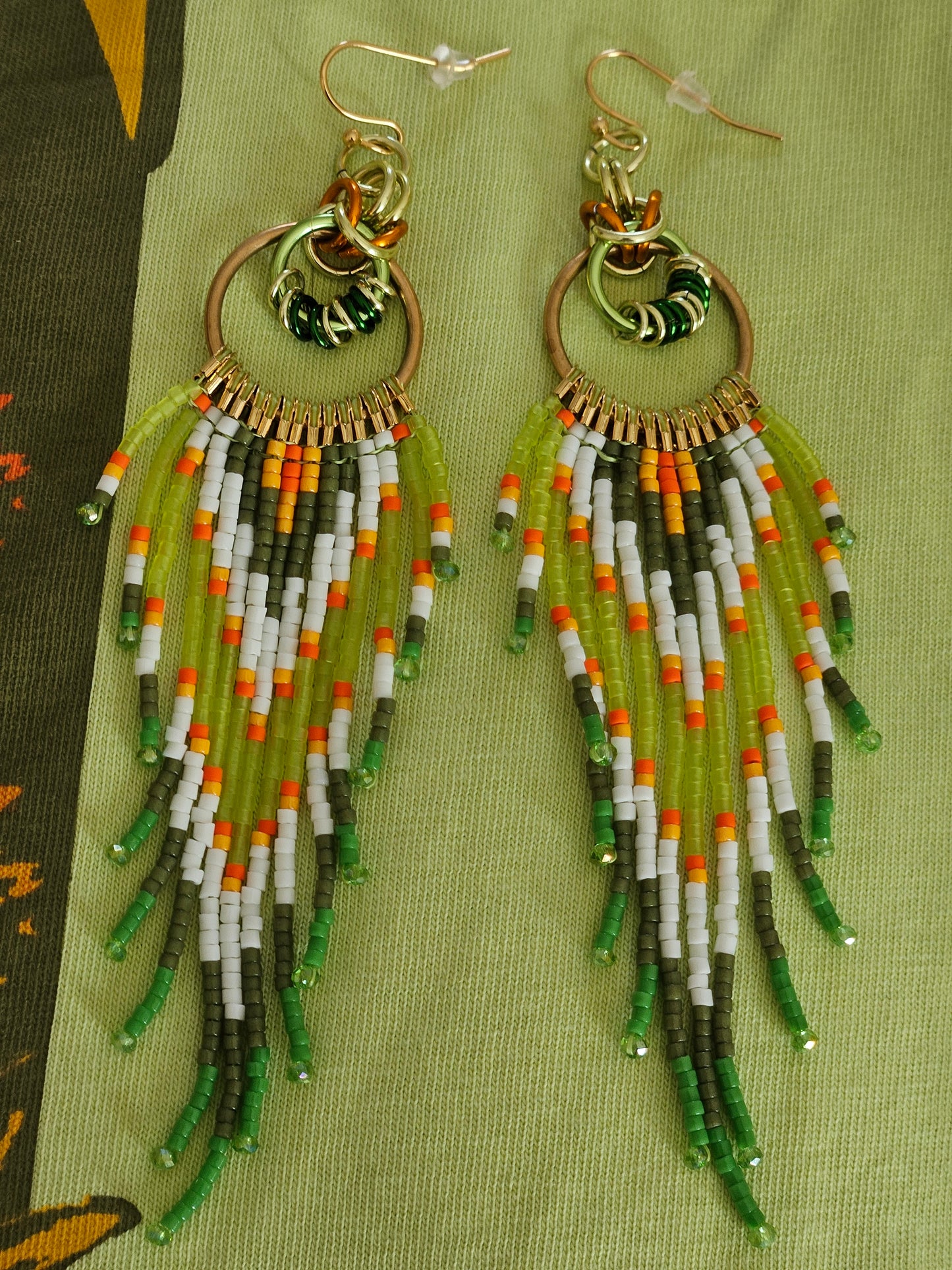 Lime Byzantine Circle Chain Maille Earrings ⛓️