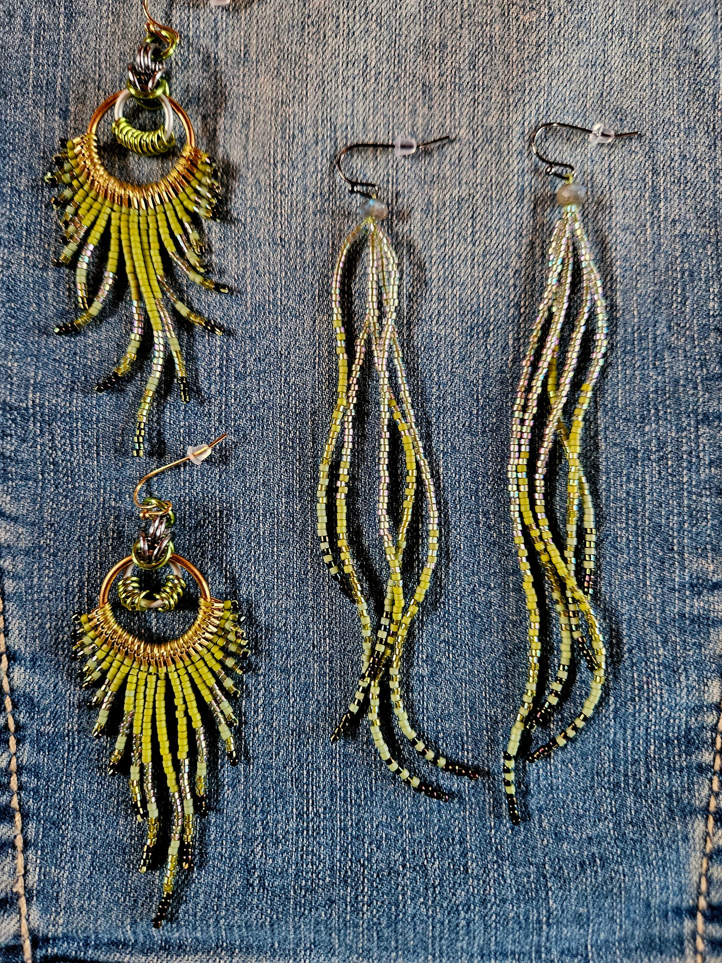 Avocado Charm 🥑 - Feather Fringe Earrings